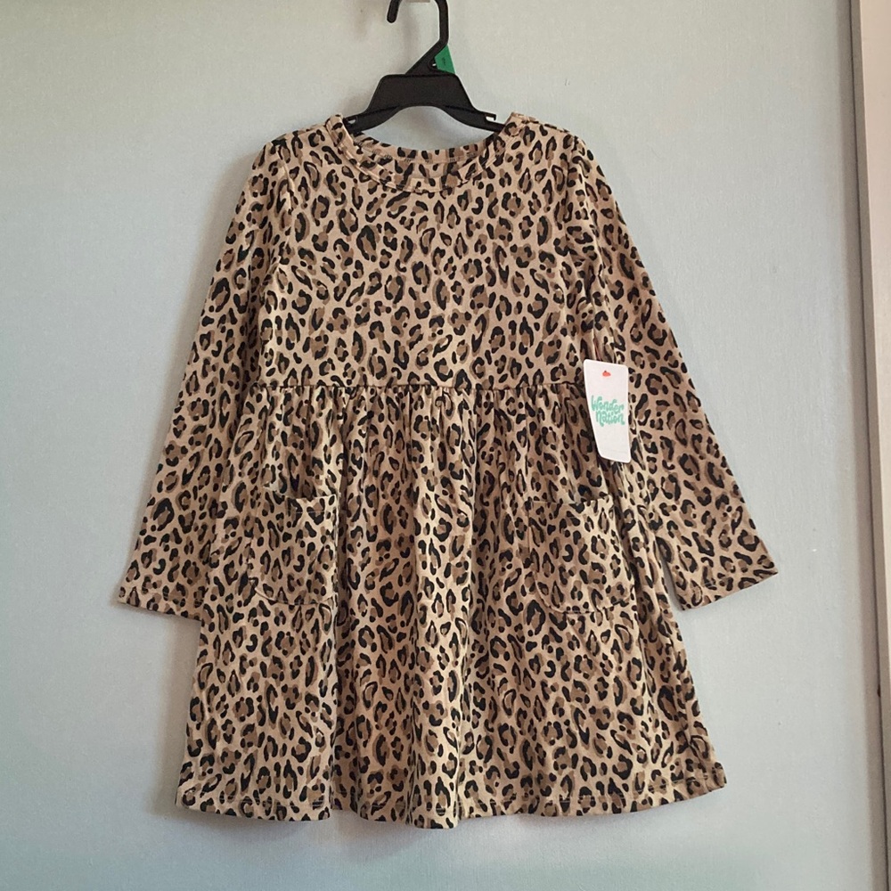Wonder Nation Leopard Print Long Sleeve Dress Size 5T